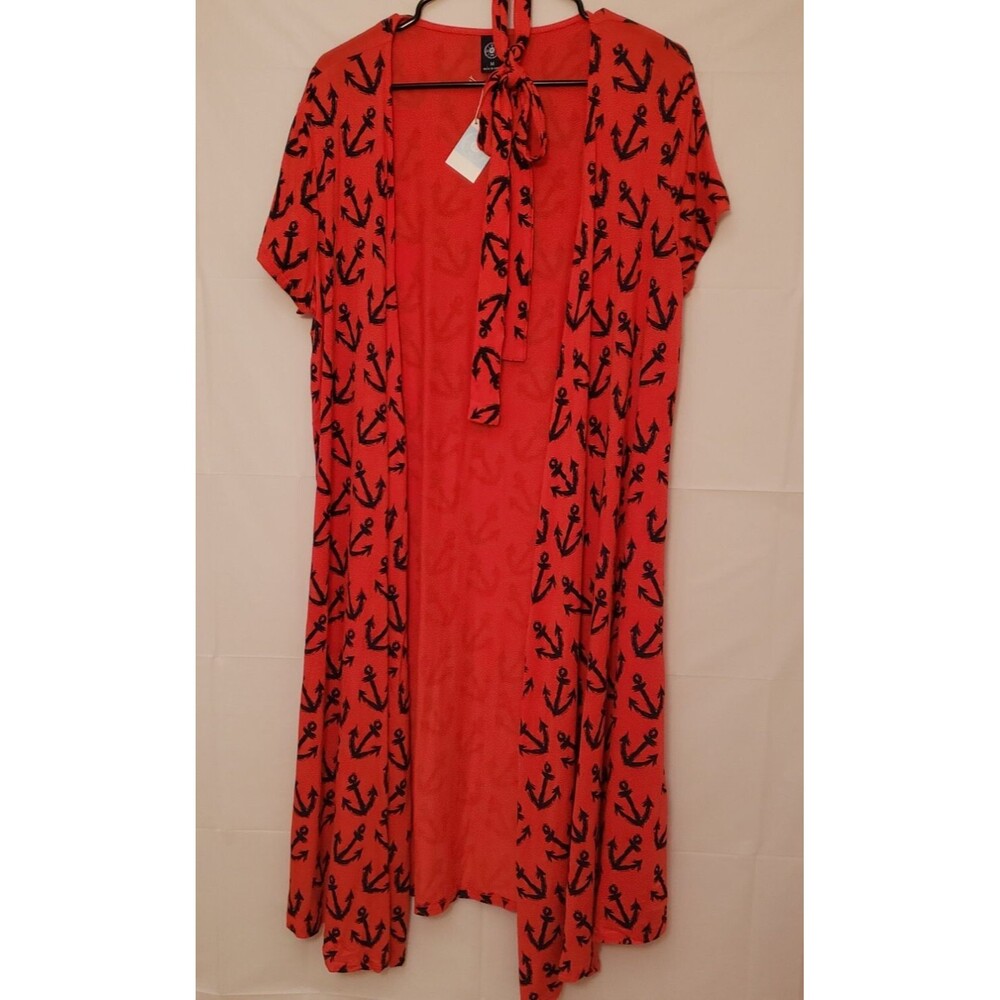 Beach Duster BC Swimsuit Coverup Red & Blue Anchors with Belt One Size NWT